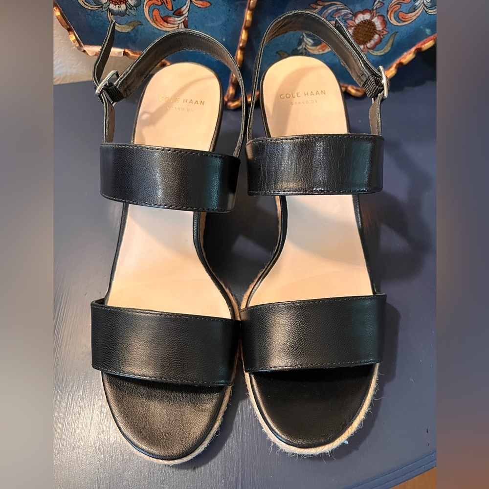 Cole Haan Black Cork Wedge